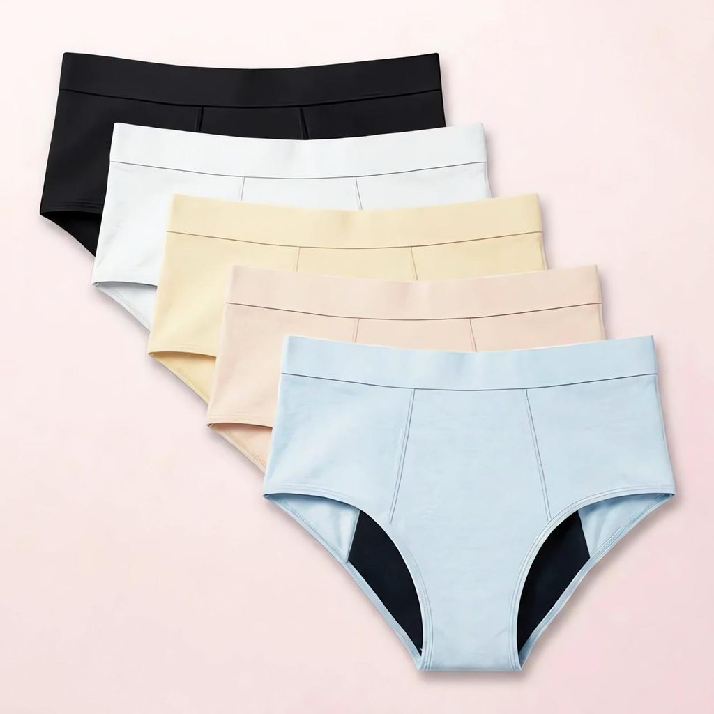 Different colours of leak-proof underwear